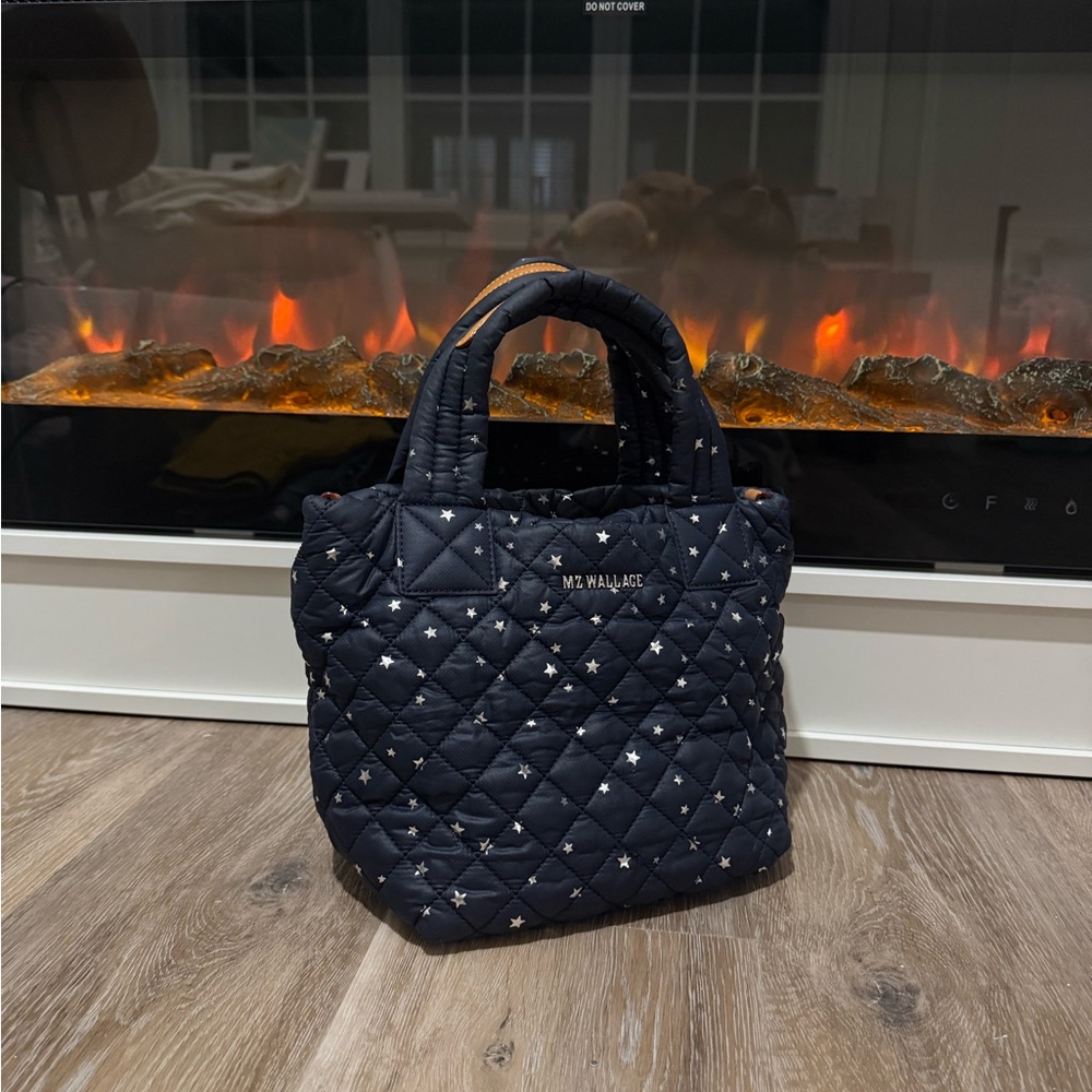 MZ Wallace Dawn With Silver Star Mini Metro Tote Deluxe in Blue